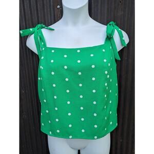 Old Navy Polka Dot Tank Women XXL Kelly Green Crop Preppy Coastal Nautical Chic